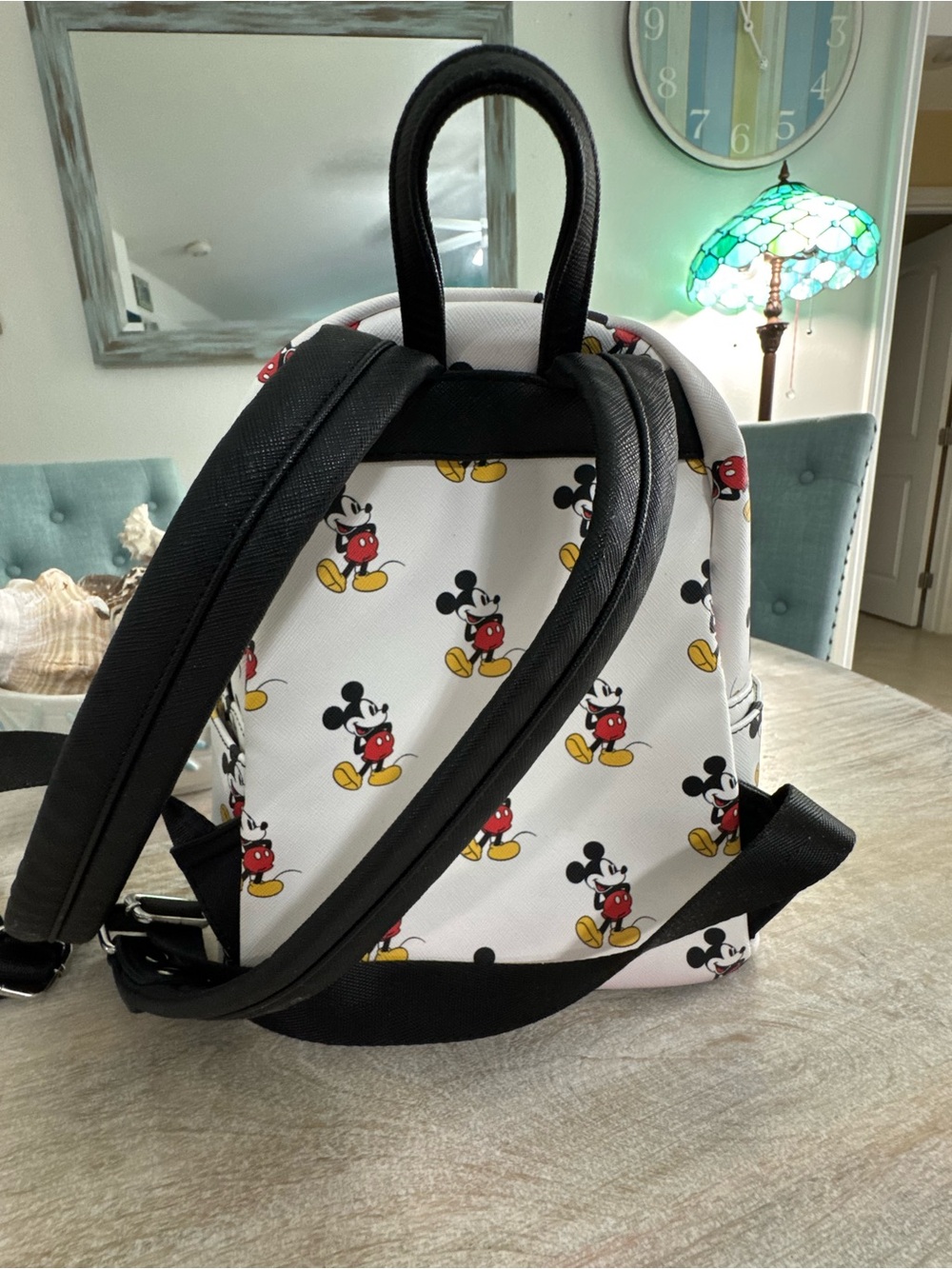 Loungefly White Mickey Mouse Pattern Mini Backpack - Picture 2 of 5